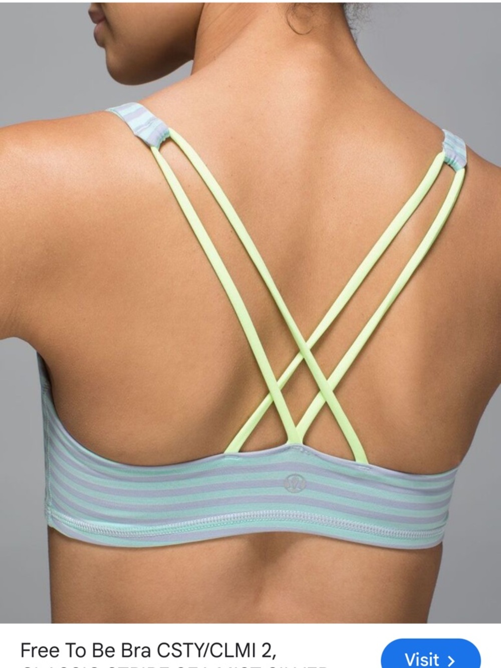 lululemon athletica Free to Be size 4 XS Light Blue and Mint Striped Sports Bra